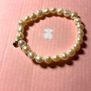 Tous pearl bracelet with small gold bear